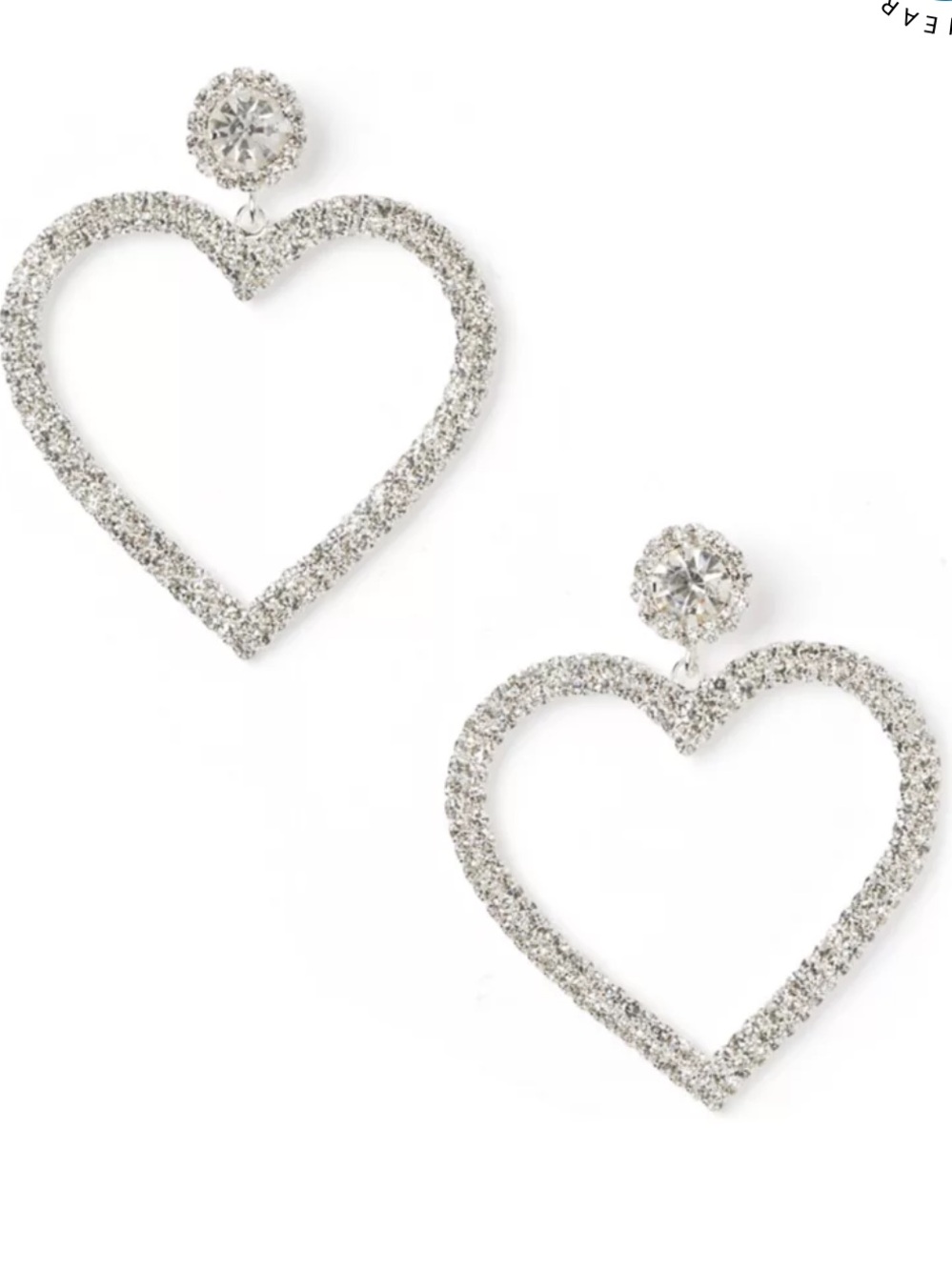 Nordstrom Silver Tone Sparkly Heart Open Drop Earrings